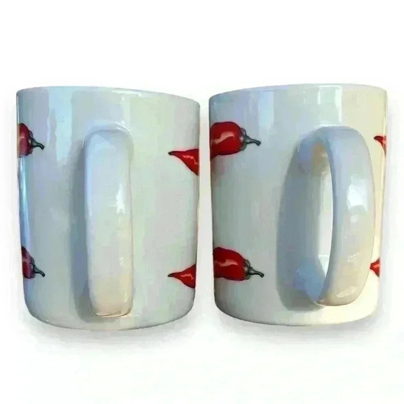 SET of 2 Vintage BIA Cordon Bleu Chili Pepper Mugs Coffee Cups - Picture 8 of 10